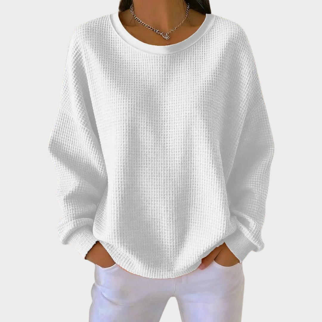 Nora | Sweater de Algodão Tricotado em Waffle de Inverno com Mangas Longas