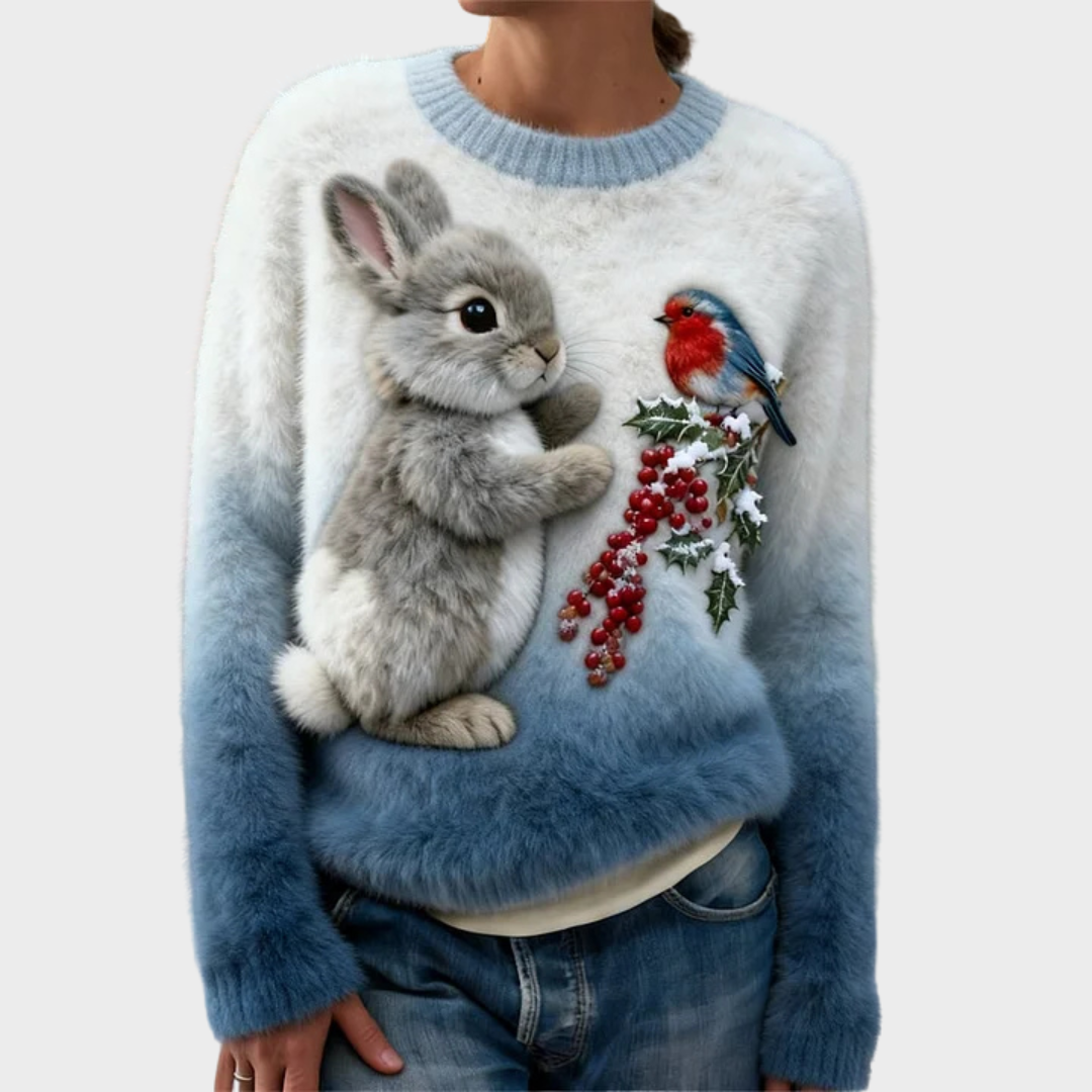 Lucy | Sweater de pelúcia com coelho de Natal