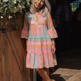 Maelle | Vestido de Comprimento até ao Joelho com Estampa Geométrica e Decote em V