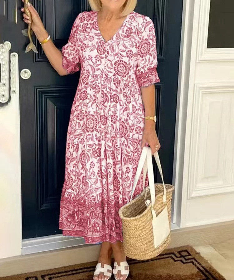 Filipa | Vestido Floral com Decote em V Elegante
