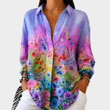 Blusa Jardim do Pôr do Sol com Flores Silvestres
