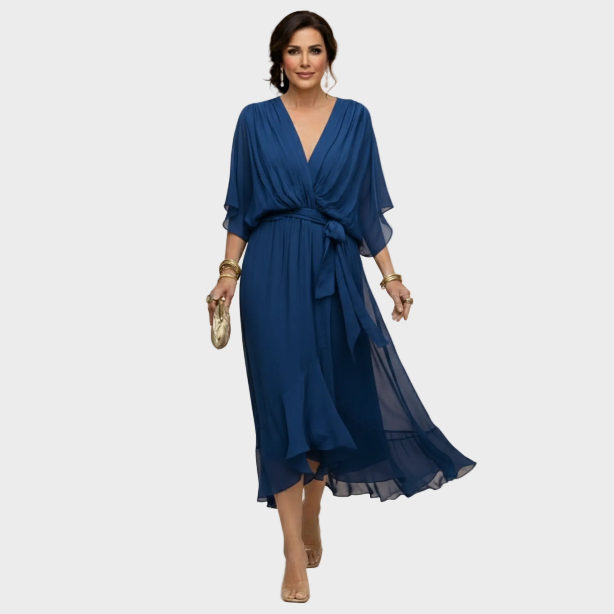 Monica Chiffon - Vestido com decote em V