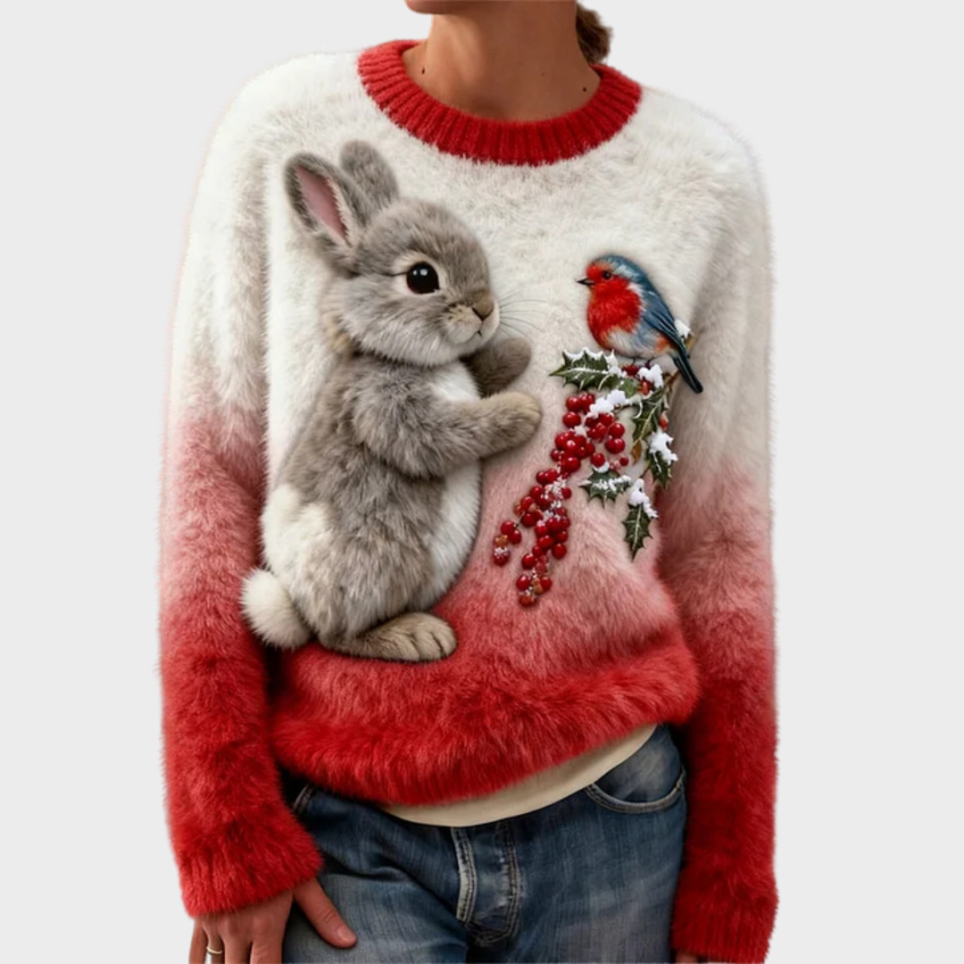 Lucy | Sweater de pelúcia com coelho de Natal
