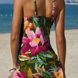 Fiesta – Tankini gráfico floral com calções, efeito barriga lisa