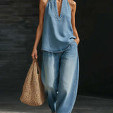 Sandra - Conjunto Col Halter Jeans