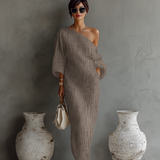 Vestido de Linho Bege Sem Alças