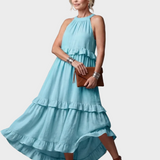 Katia - Vestido Maxi com Halter e Babados
