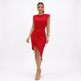 Maja - Vestido Assimétrico com Ombros Estruturados