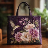 Bolso Artesanal Acolchado - Colibri e Orquídeas