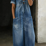 Maya™ | Macacão de denim com decote em V