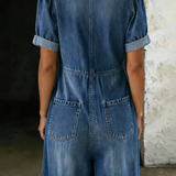Maya™ | Macacão de denim com decote em V
