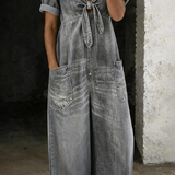 Maya™ | Macacão de denim com decote em V