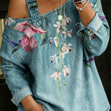 Danielle™ | Top de denim com ombros à mostra