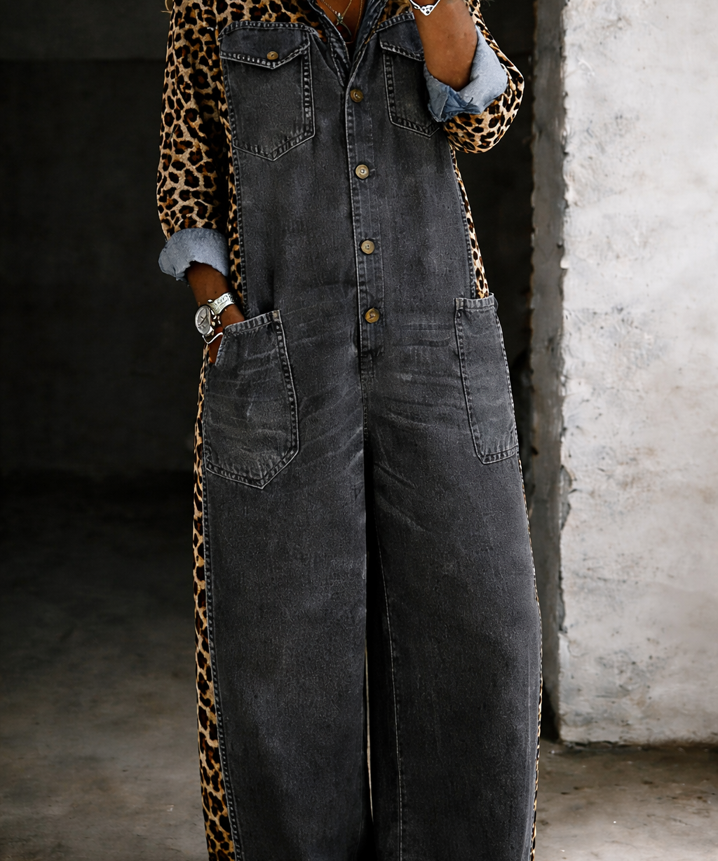Amanda™ | Macacão camisa em denim