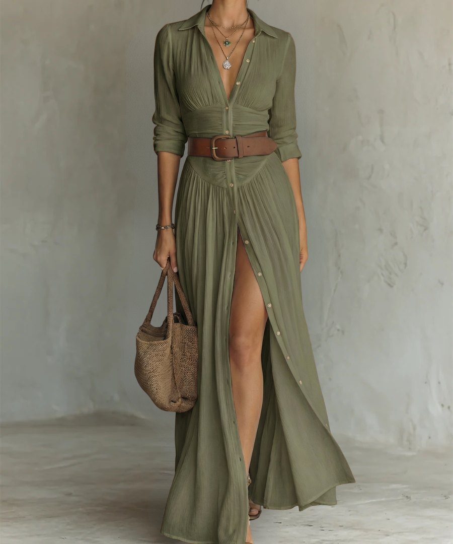 Tânia - Vestido Maxi de Linho