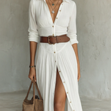 Daniela - Vestido Maxi de Linho Branco