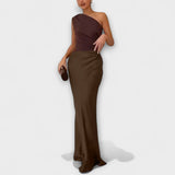 Sereia maxi elegante de um ombro