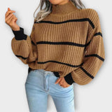 Chavala - Pullover de Gola Alta com Risca