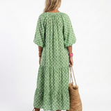 Apolline | Vestido Midi com Decote em V e Manga Três Quarters