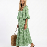 Apolline | Vestido Midi com Decote em V e Manga 3/4