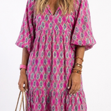 Apolline | Vestido Midi com Decote em V e Manga Três Quarters