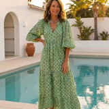 Apolline | Vestido Midi com Decote em V e Manga 3/4
