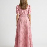 Xanthea | Vestido Camisa Maxi Floral Texturizado com Mangas Curtas e Cinto