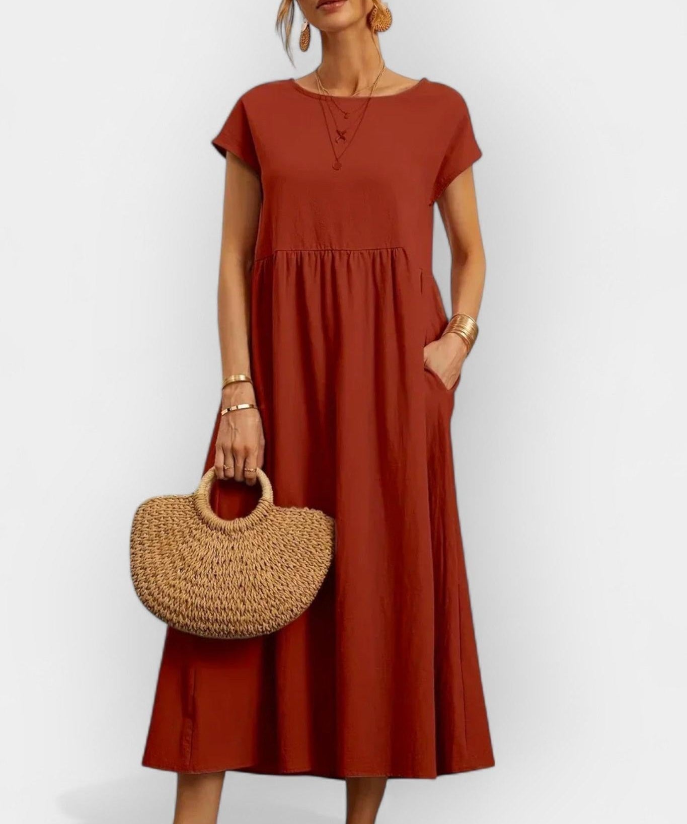 Eduarda | Vestido de Algodão Leve Vermelho