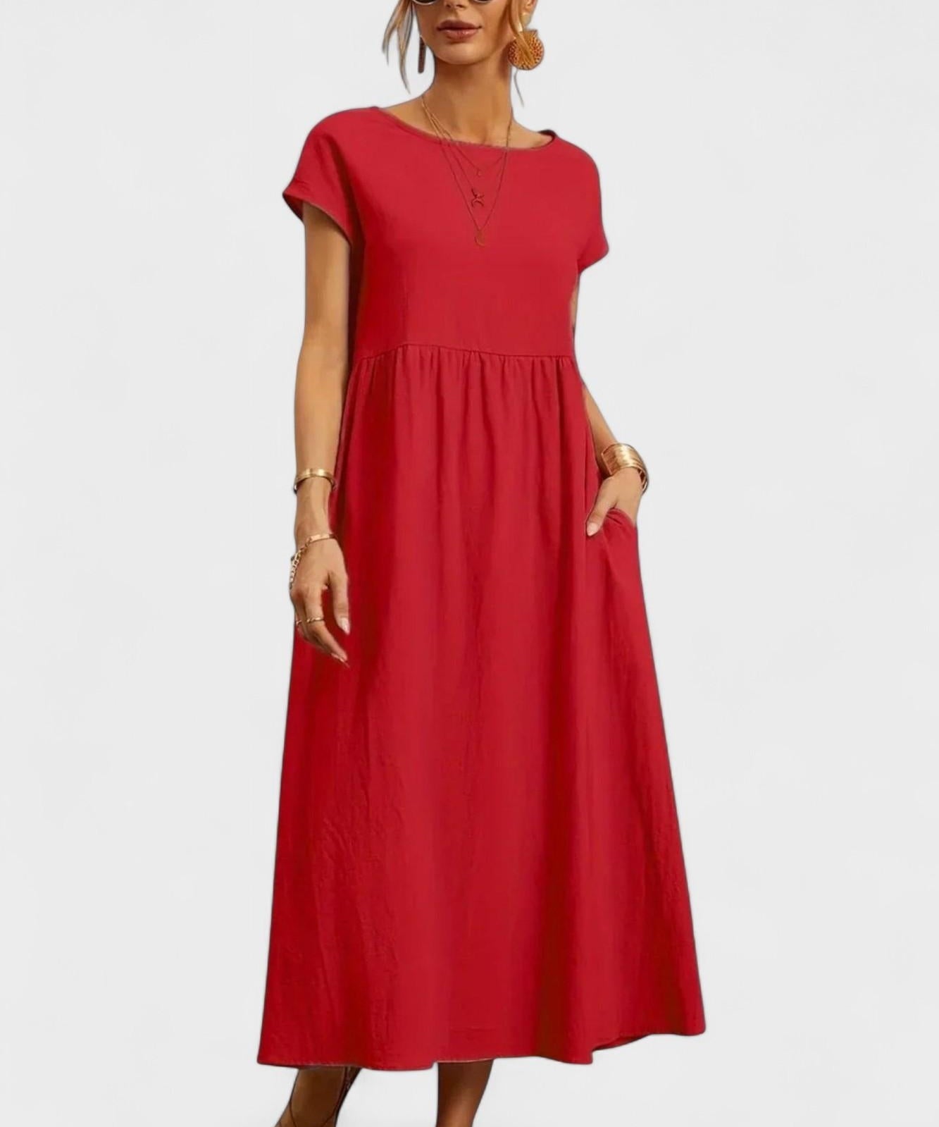 Eduarda | Vestido de Algodão Leve Vermelho