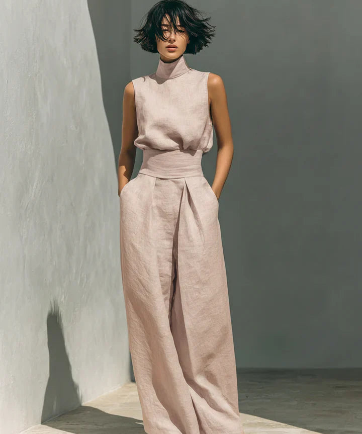 Flor - Conjunto minimalista de blusa sem mangas