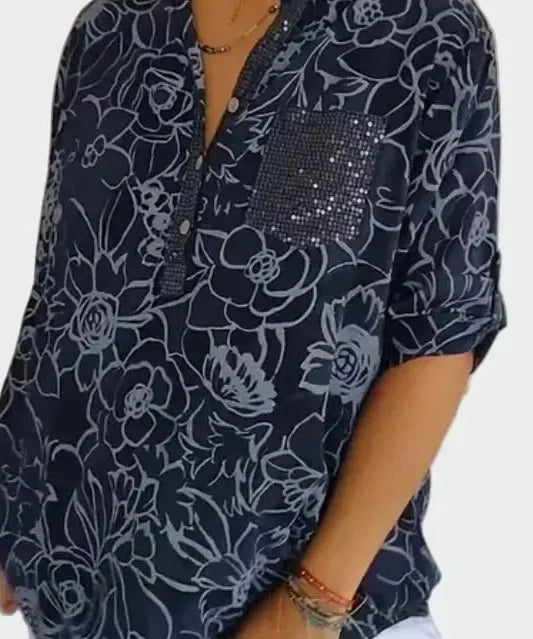 Johanne | Blusa de flores azuis