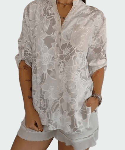 Johanne | Blusa de flores azuis