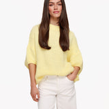 Pullover de Lã Tricotada Amarelo com Mangas 3/4