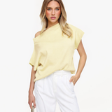 Top de Um Ombro em Amarelo Claro