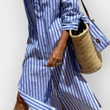 Margarida | Vestido Camisa Riscado Verão