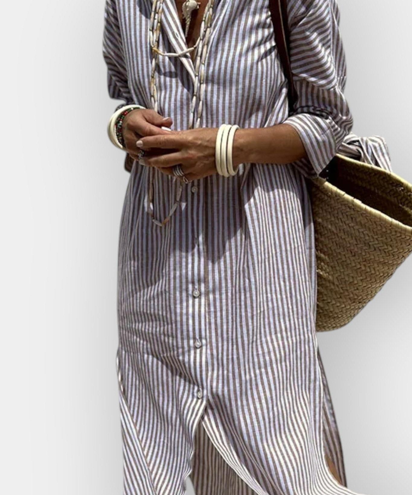Margarida | Vestido Camisa Riscado Verão