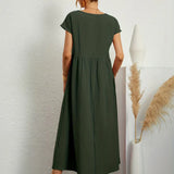 Inês - Vestido Midi Algodão Bolsos