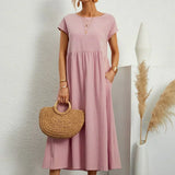 Inês - Vestido Midi Algodão Bolsos
