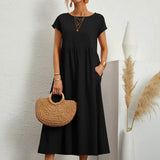 Inês - Vestido Midi Algodão Bolsos