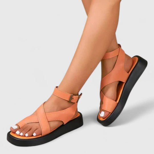 Sandálias Tiras Cruzadas Bege Mulher | Elegantes Verão