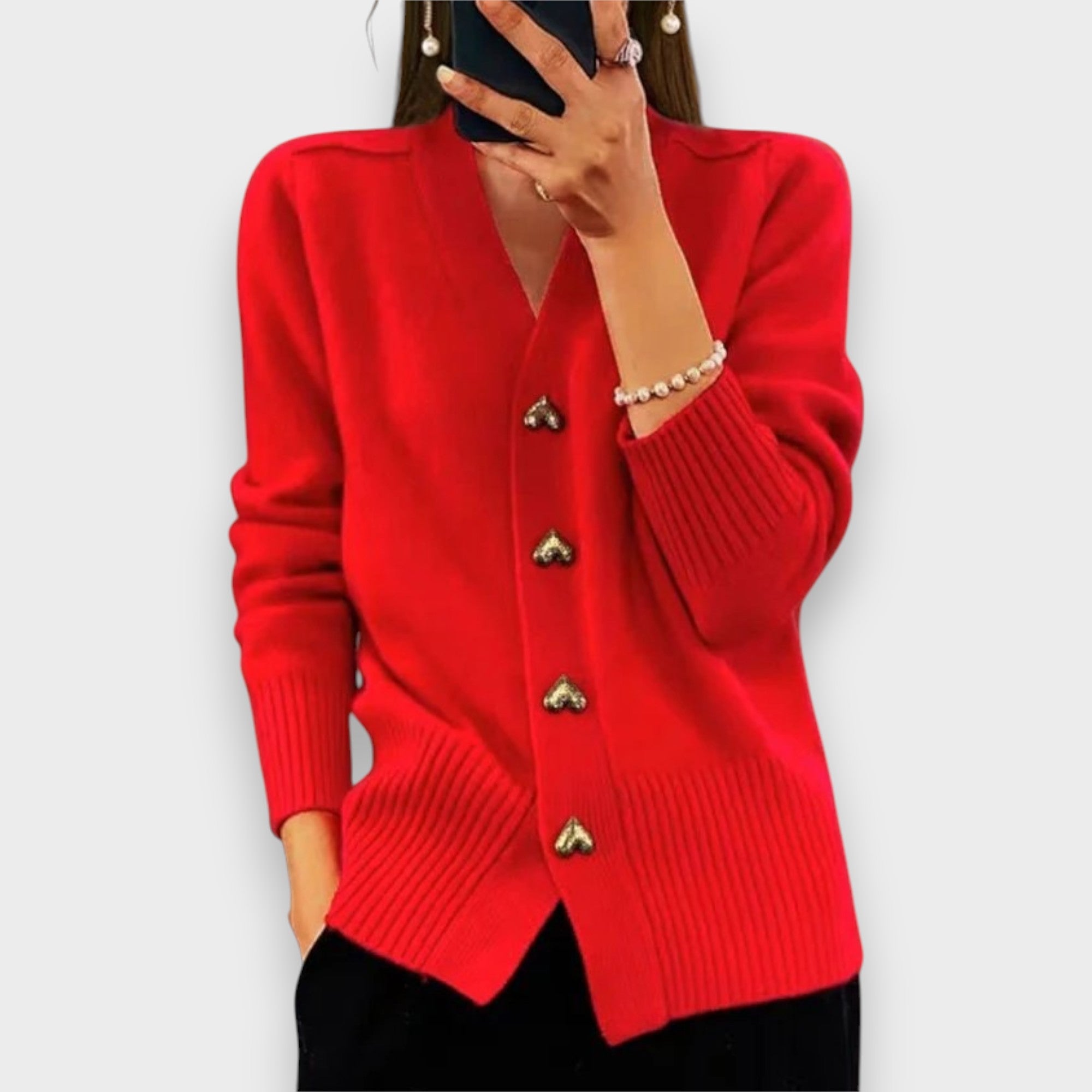 Armelle | Cardigan Elegante com Botões em Forma de Coração