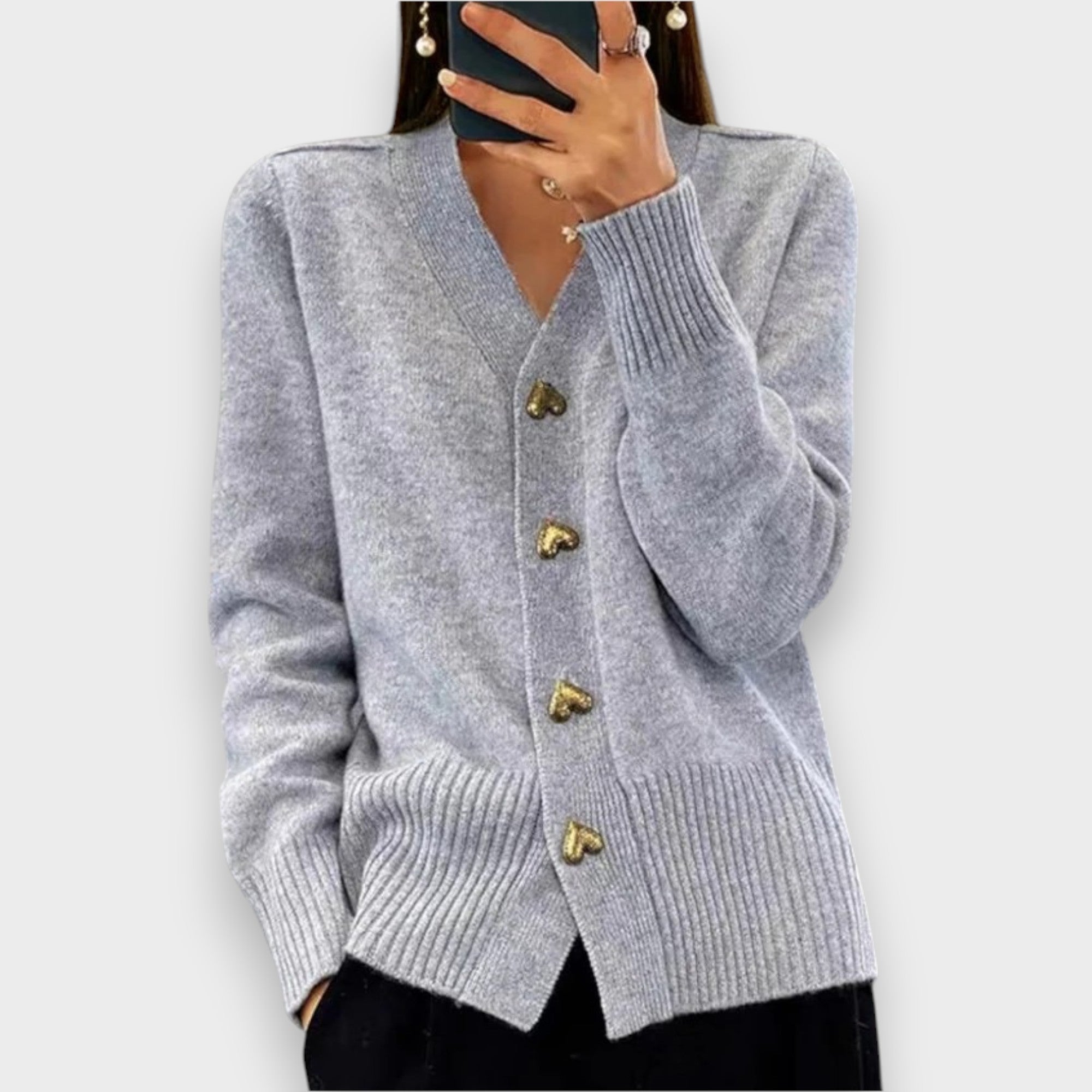 Armelle | Cardigan Elegante com Botões em Forma de Coração