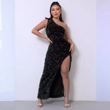 Celine | Vestido de Lantejoulas Glamour de Um Ombro