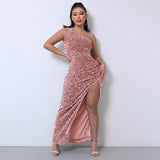 Celine | Vestido de Lantejoulas Glamour de Um Ombro