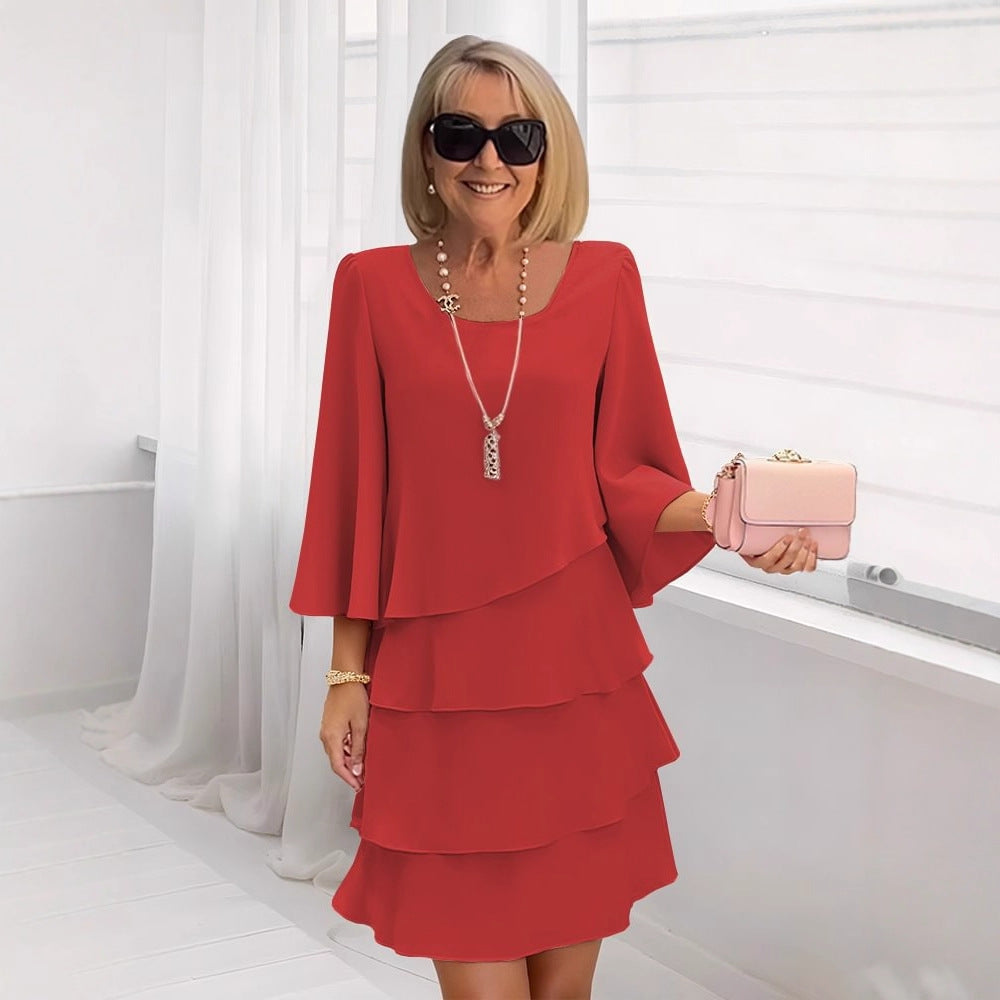 Margaux – Vestido midi elegante com volantes