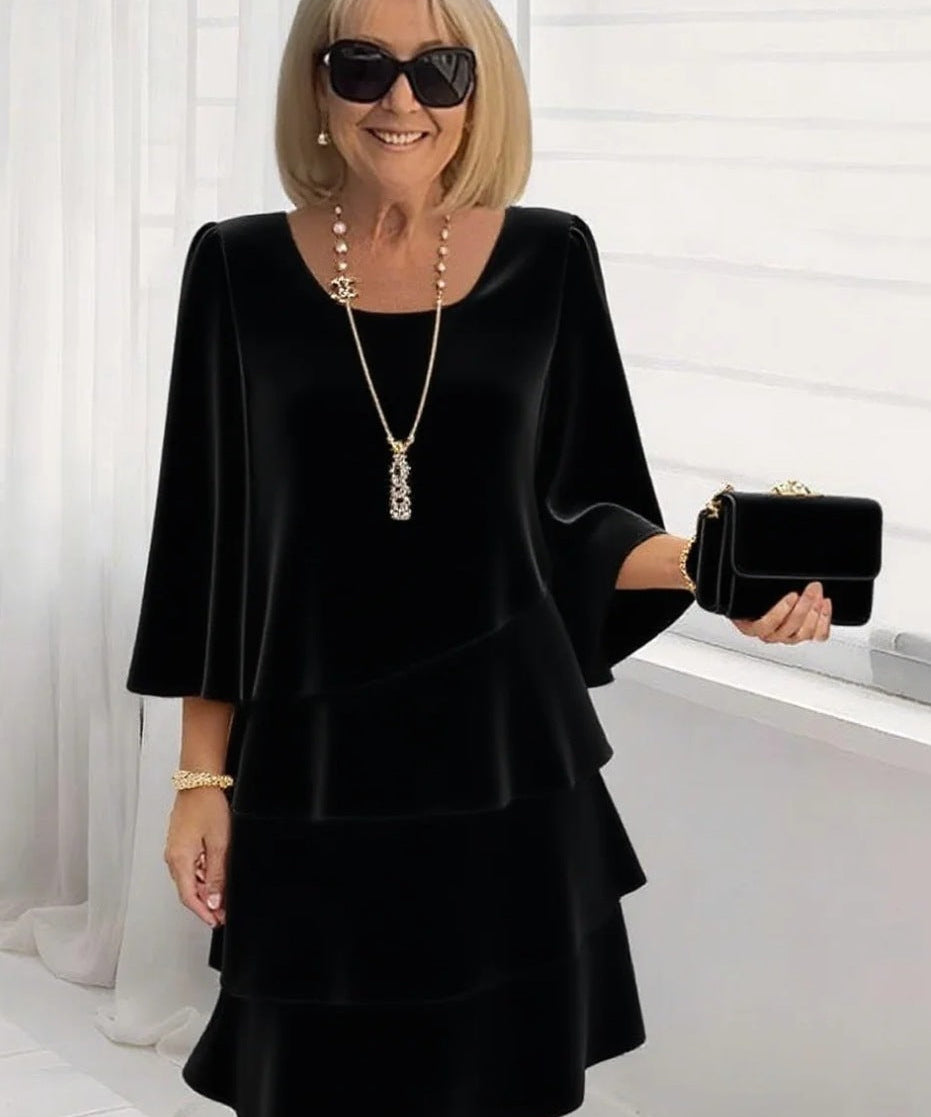 Margaux – Vestido midi elegante com volantes