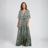 Élodie – Vestido longo floral com decote em V