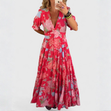 Minelda – Vestido florido com decote em V