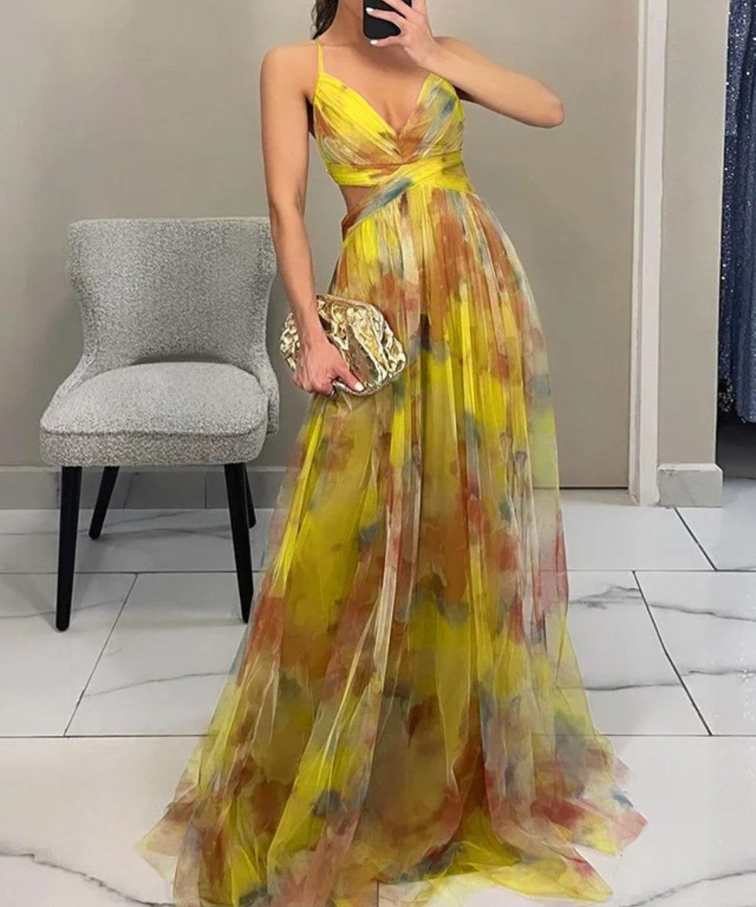 Giselle | Maxi-Vestido Encantador com Estampa Floral