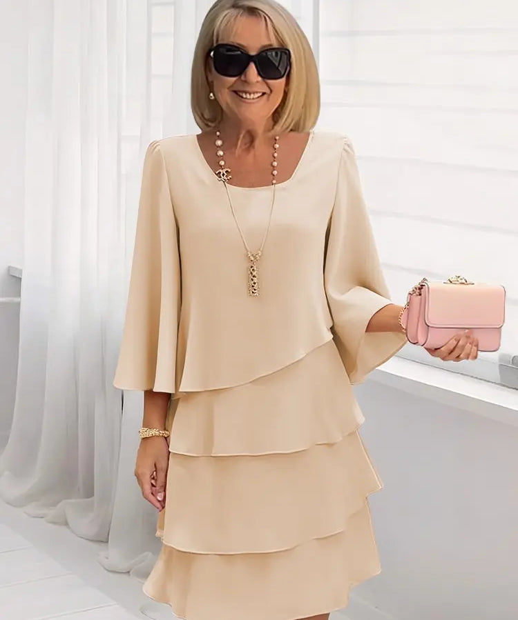 Élise – Vestido elegante fluido com volantes